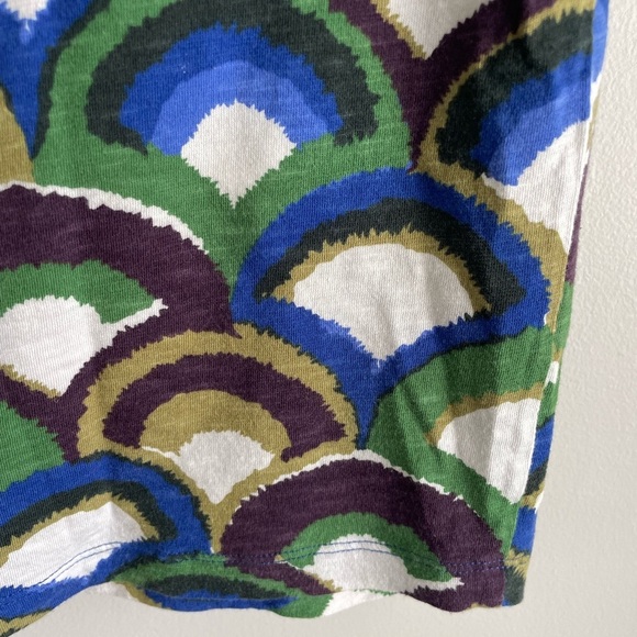 Boden Fan Scallop Print Alyssa Miller Collection Tee Shirt - Blue/Green - Size 2 - Picture 7 of 9